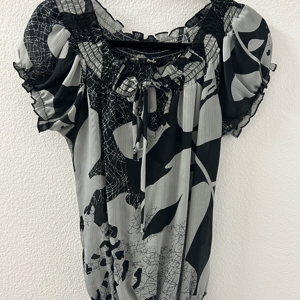 Papaya Black/Grey Blouse